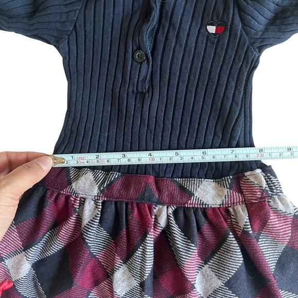 Tommy Hilfiger Toddler Fall/Winter Plaid Sweater Dress Navy Blue Red Size 2T - Picture 6 of 6